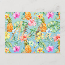 Tropische Vogels Bloemen Goud Aloha Briefkaart