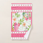 Tropische vogels Bloemen Hedendaagse roze tinten Bad Handdoek (Handdoek)