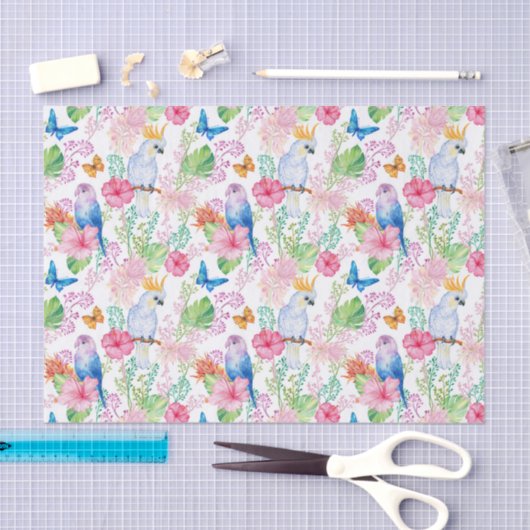 Tropische vogels bloemen stranden weefsel tissuepapier (Craft)