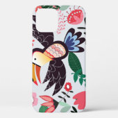Tropische vogels, bloemendoedelpatroon. Case-Mate iPhone case (Achterkant)