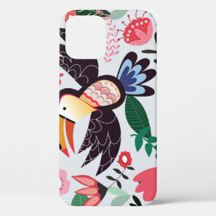 Tropische vogels, bloemendoedelpatroon. Case-Mate iPhone case