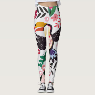 Tropische vogels, bloemendoedelpatroon. leggings