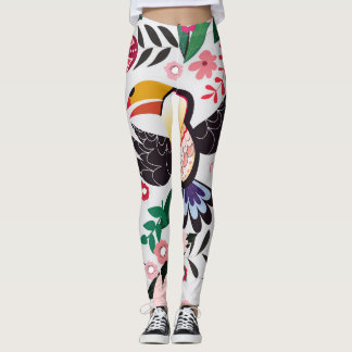 Tropische vogels, bloemendoedelpatroon. leggings