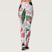 Tropische vogels, bloemendoedelpatroon. leggings (Achterkant)