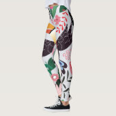 Tropische vogels, bloemendoedelpatroon. leggings (Links)