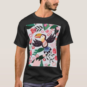 Tropische vogels, bloemendoedelpatroon. t-shirt
