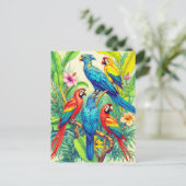 Tropische Vogels Botanische Illustratie Briefkaart (Staand voorkant)