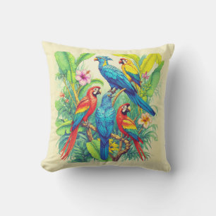 Tropische Vogels Botanische Illustratie Buitenkussen