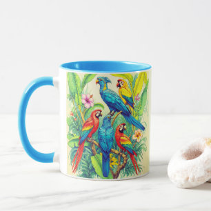 Tropische Vogels Botanische Illustratie Mok