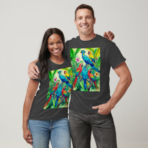 Tropische Vogels Botanische Illustratie T-shirt