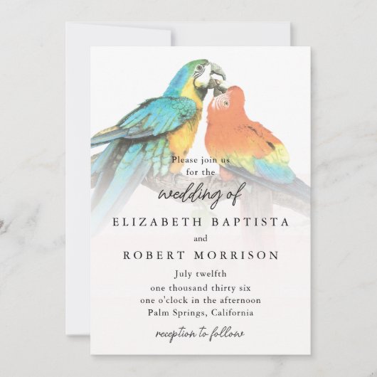 Tropische Vogels Elegante Whimsical Moderne Bruilo Kaart (Voorkant)