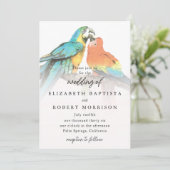 Tropische Vogels Elegante Whimsical Moderne Bruilo Kaart (Staand voorkant)