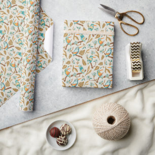 Tropische vogels en bladeren in aardetinten cadeaupapier