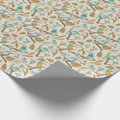 Tropische vogels en bladeren in aardetinten cadeaupapier (Hoek)