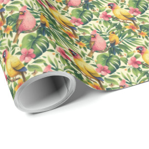 Tropische Vogels en Bloemen Cadeauverpakkings Papi Cadeaupapier