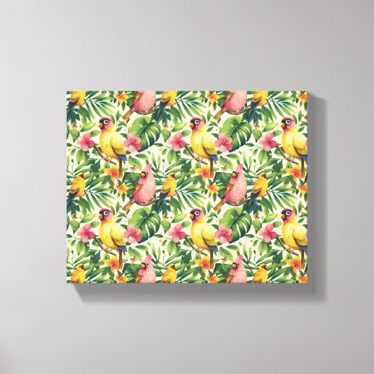 Tropische Vogels en Bloemen Canvas Muurkunst (Voorkant)
