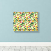 Tropische Vogels en Bloemen Canvas Muurkunst (Insitu (Houten vloer))