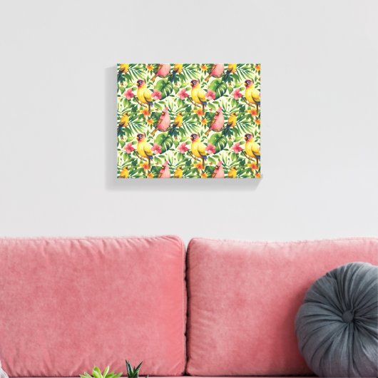 Tropische Vogels en Bloemen Canvas Muurkunst (Insitu (Woonkamer))