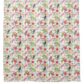 Tropische vogels en bloemen douchegordijn (Voorkant)