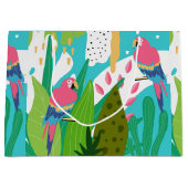 Tropische vogels en bloemen groot cadeauzakje (Voorkant)