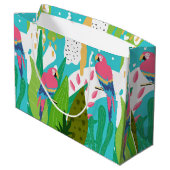 Tropische vogels en bloemen groot cadeauzakje (Achterkant Gekanteld)
