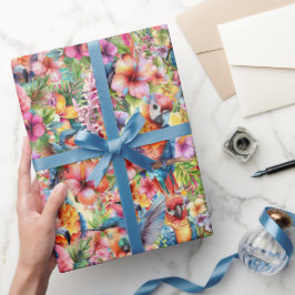 Tropische Vogels en Bloemen Klein Cadeaupapier