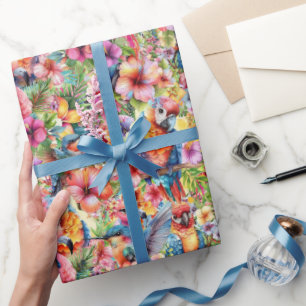 Tropische Vogels en Bloemen Klein Cadeaupapier