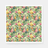 Tropische Vogels en Bloemen Papier Party Servet (Voorkant)