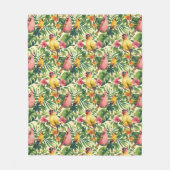 Tropische vogels en bloemen Sherpa gooien deken (Voorkant)