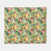 Tropische vogels en bloemen Sherpa gooien deken (Voorkant (Horizontaal))