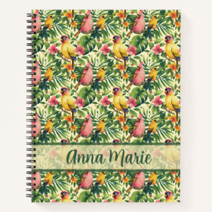 Tropische Vogels en Bloemen Spiraal Notebook Notitieboek