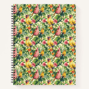 Tropische Vogels en Bloemen Spiraal Notebook Notitieboek