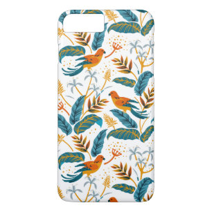 Tropische vogels en gelijke bladeren 	iPhone 8/7 plus hoesje