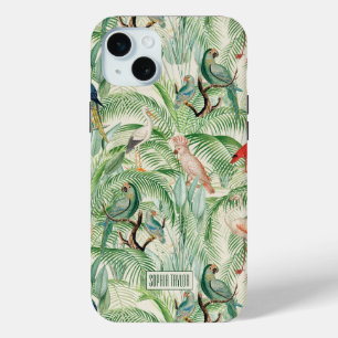  tropische vogels en palmbladeren iPhone 15 mini hoesje