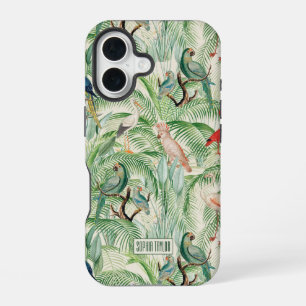 tropische vogels en palmbladeren iPhone 16 hoesje
