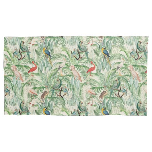 tropische vogels en palmbladeren kussensloop (Voorkant-Links)