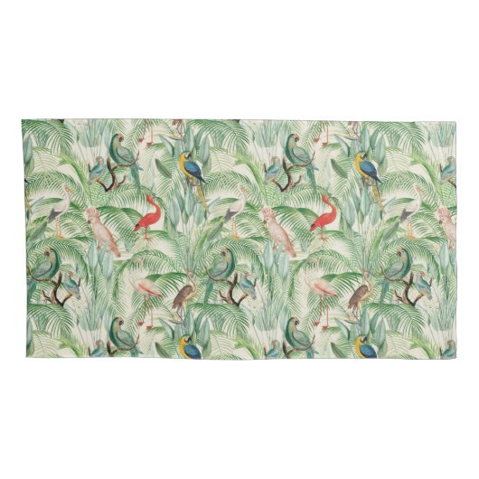tropische vogels en palmbladeren kussensloop (Achterkant-Rechts)