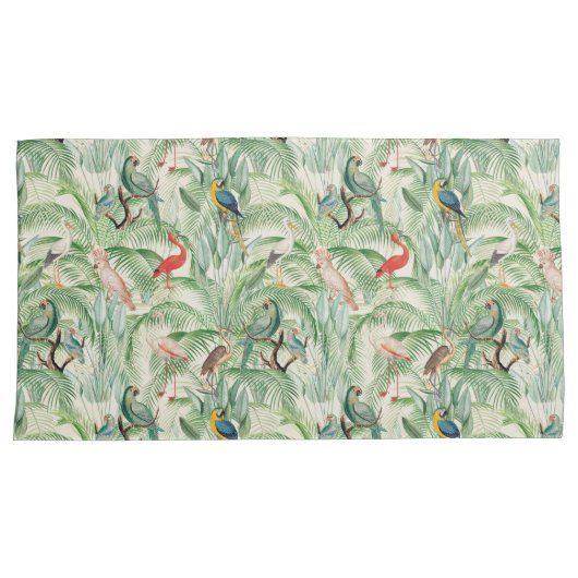 tropische vogels en palmbladeren kussensloop (Voorkant-Rechts)