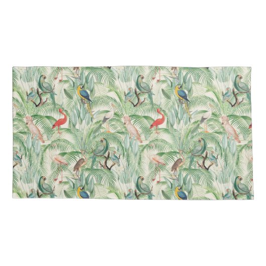 tropische vogels en palmbladeren kussensloop (Achterkant-Links)