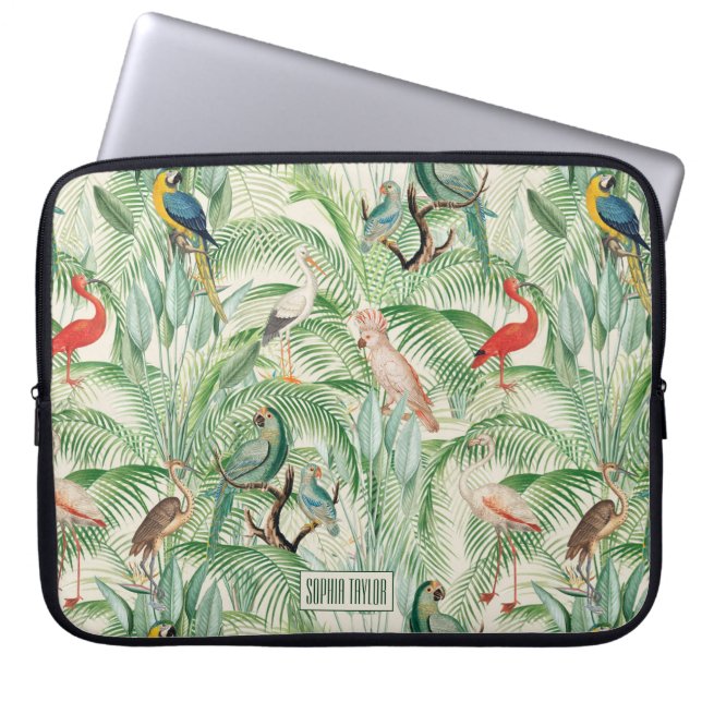  tropische vogels en palmbladeren laptop sleeve (Voorkant)