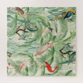 tropische vogels en palmbladeren legpuzzel (Horizontaal)