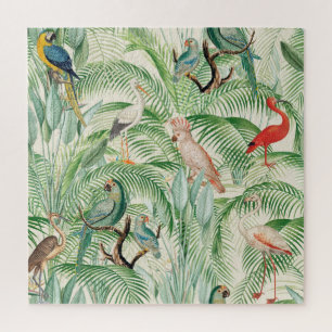  tropische vogels en palmbladeren legpuzzel