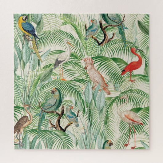 tropische vogels en palmbladeren legpuzzel (Verticaal)