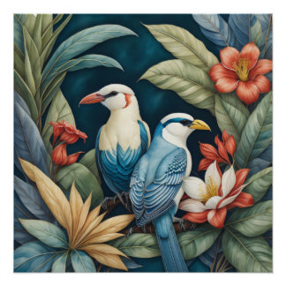 Tropische vogels en planten perfect poster