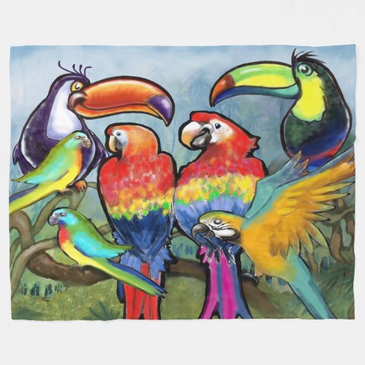 Tropische vogels fleece deken (Voorkant (Horizontaal))