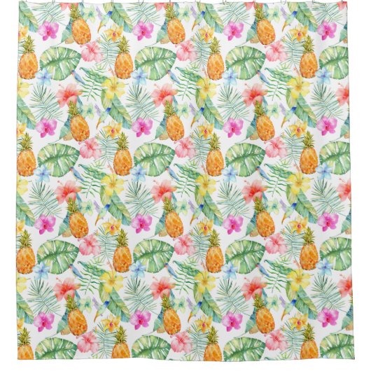 Tropische vogels Floral Douchegordijn (Voorkant)