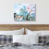 Tropische vogels in een landschap canvas afdruk (Insitu (Slaapkamer))