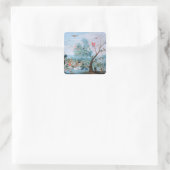 Tropische vogels in een landschap vierkante sticker (Tas)