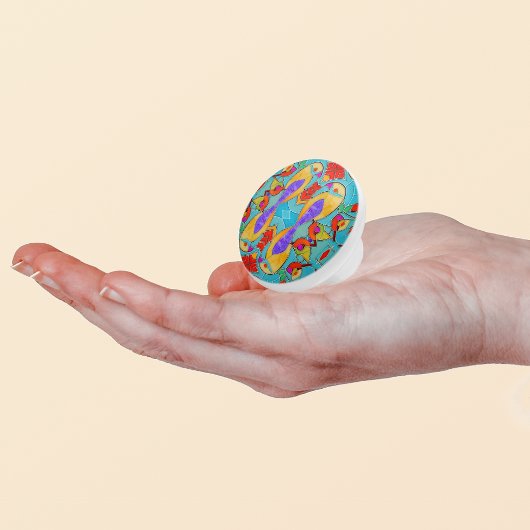 Tropische vogels in Glas in lood - kleurrijke moza Keramische Knop