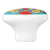 Tropische vogels in Glas in lood - kleurrijke moza Keramische Knop (Zijkant)